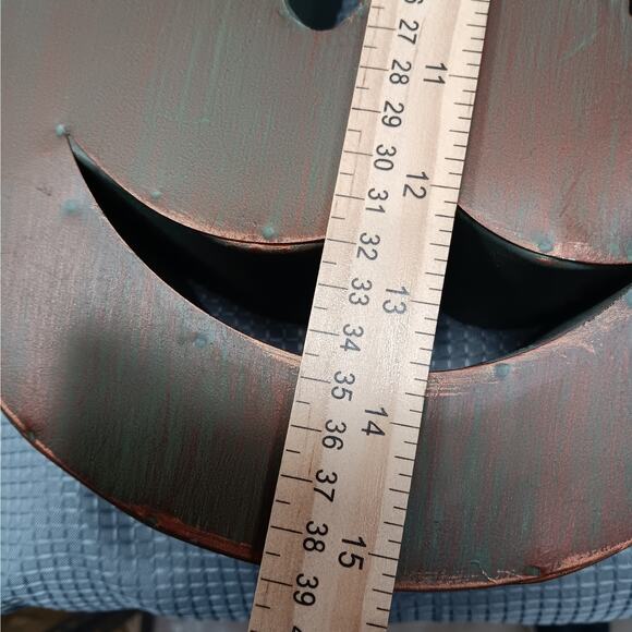 Metal Distressed‎ Hammered @ Symbol At Sign 15.5" Copper Color w/ Green Patina - Picture 6 of 6